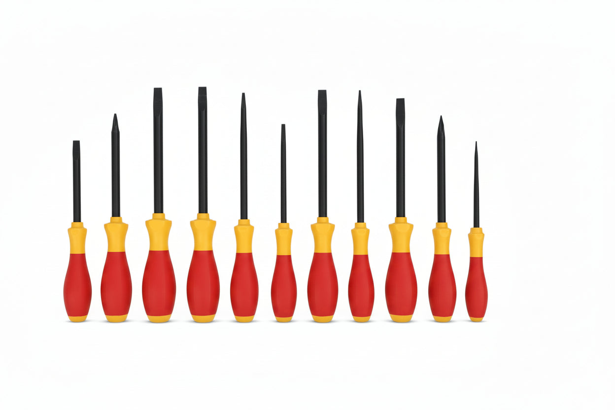 Set of red and yellow screwdrivers with Wera branding on a white background