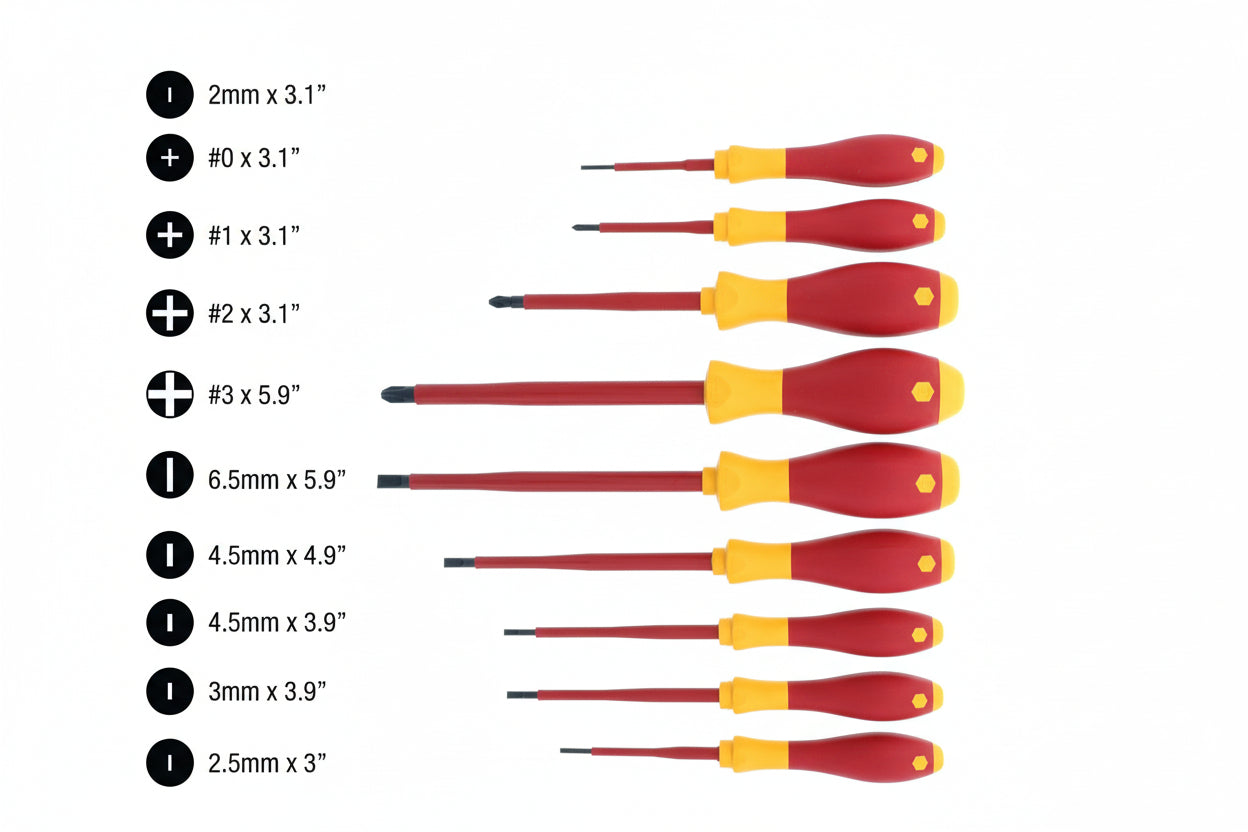 Set of Wiha screwdrivers with various sizes on a white background